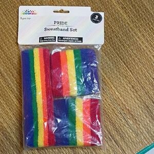 Pride Sweatband Set with Rainbow Stripes